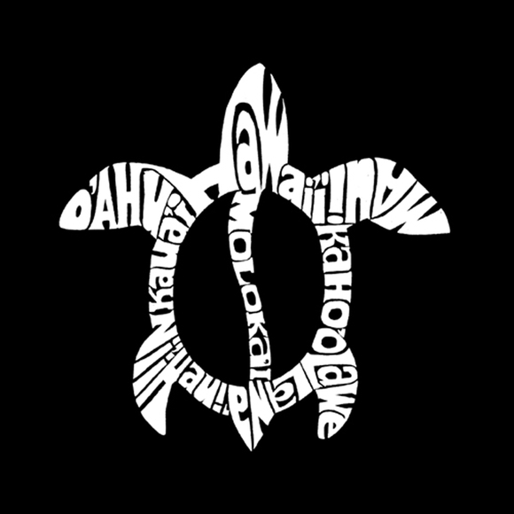 Men's Word Art Long Sleeve T-shirt - Honu Turtle - Hawaiian Islands - Picture 2 of 2